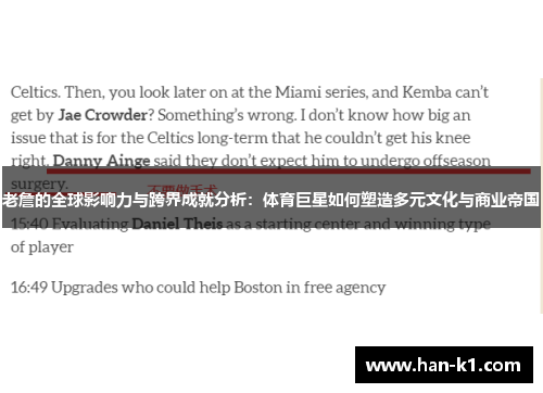 老詹的全球影响力与跨界成就分析：体育巨星如何塑造多元文化与商业帝国